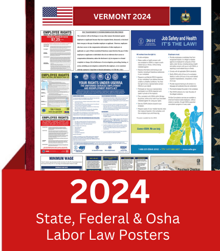 Vermont State And Federal Labor Law Digital Poster 2024   Vermont 2024 